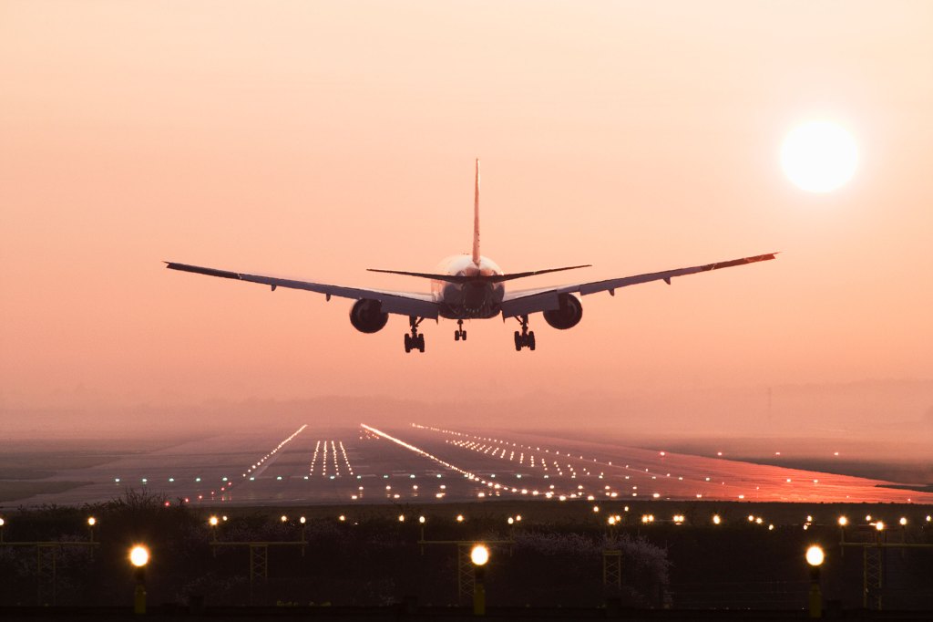 Aircraft landing on runway